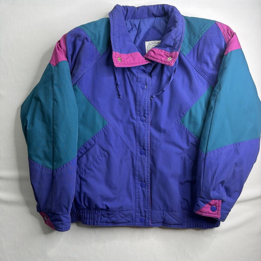 Vintage 90s Be In The Current Scene Ski Jacket Women’s Small Colorblock Retro